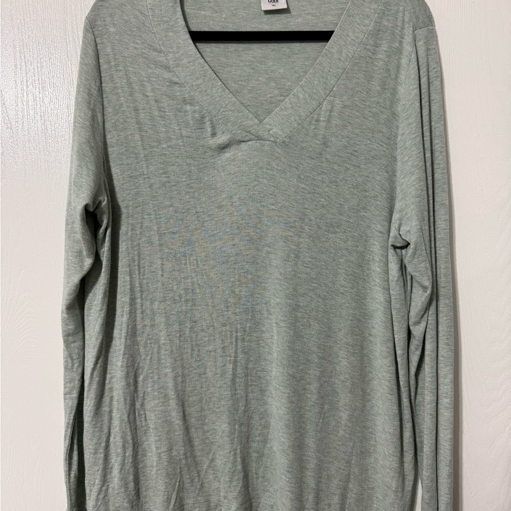 Cabi V Neck Long Sleeve Sea Green T-Shirt XL